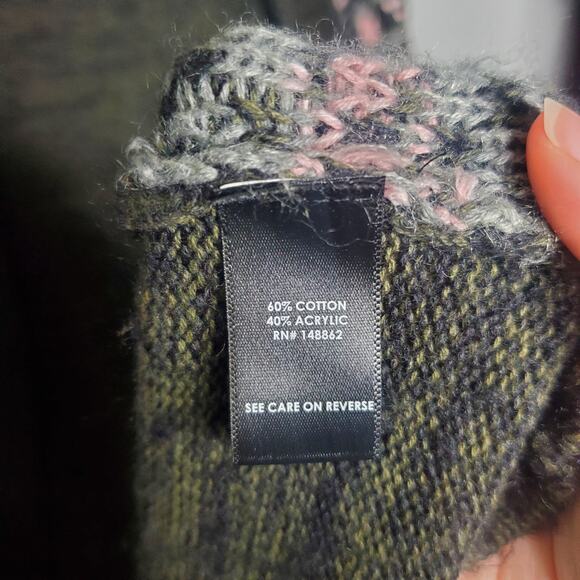 Torrid Multi-Color Geometric Pattern Green Pink Open Cardigan Size 0 = L 12 - Picture 12 of 15